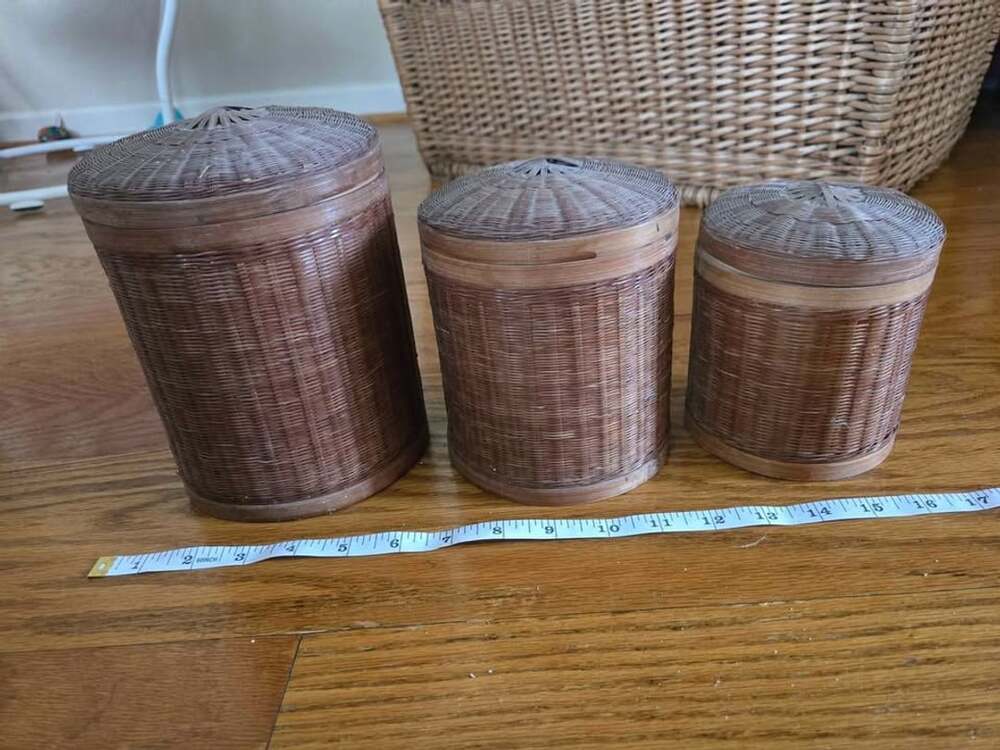 Vintage wicker nesting boxes - set of 3